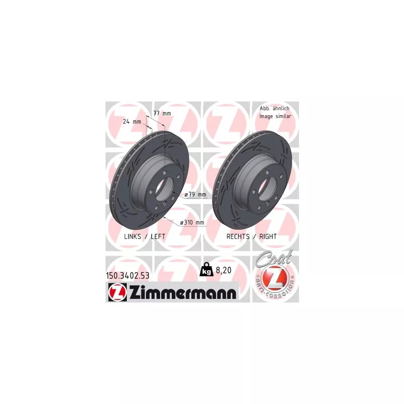 Jeu de 2 disques de frein avant ZIMMERMANN 150.3402.53