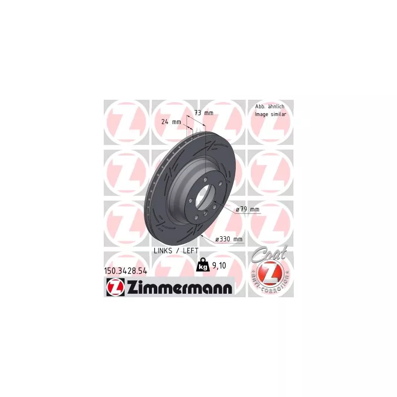 Disque de frein arrière gauche ZIMMERMANN 150.3428.54