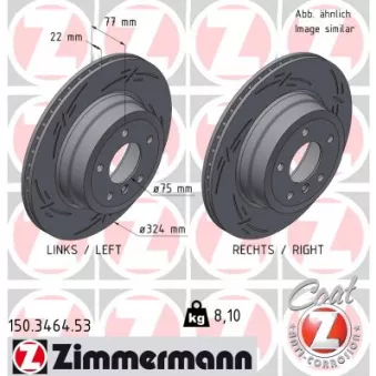 Jeu de 2 disques de frein arrière ZIMMERMANN 150.3464.53