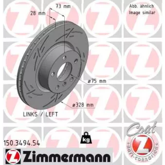 Disque de frein avant gauche ZIMMERMANN 150.3494.54