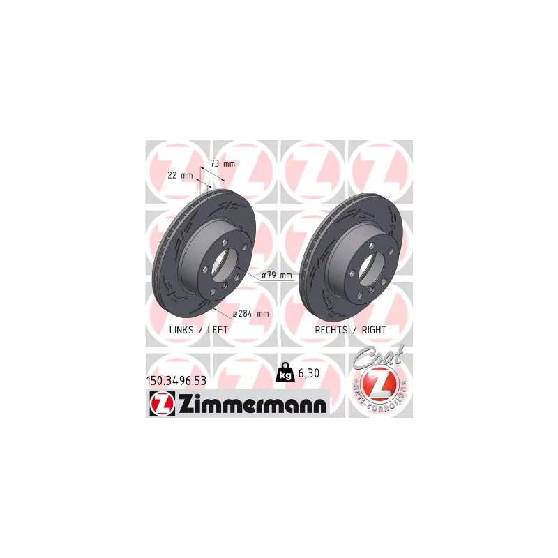 Jeu de 2 disques de frein avant ZIMMERMANN 150.3496.53