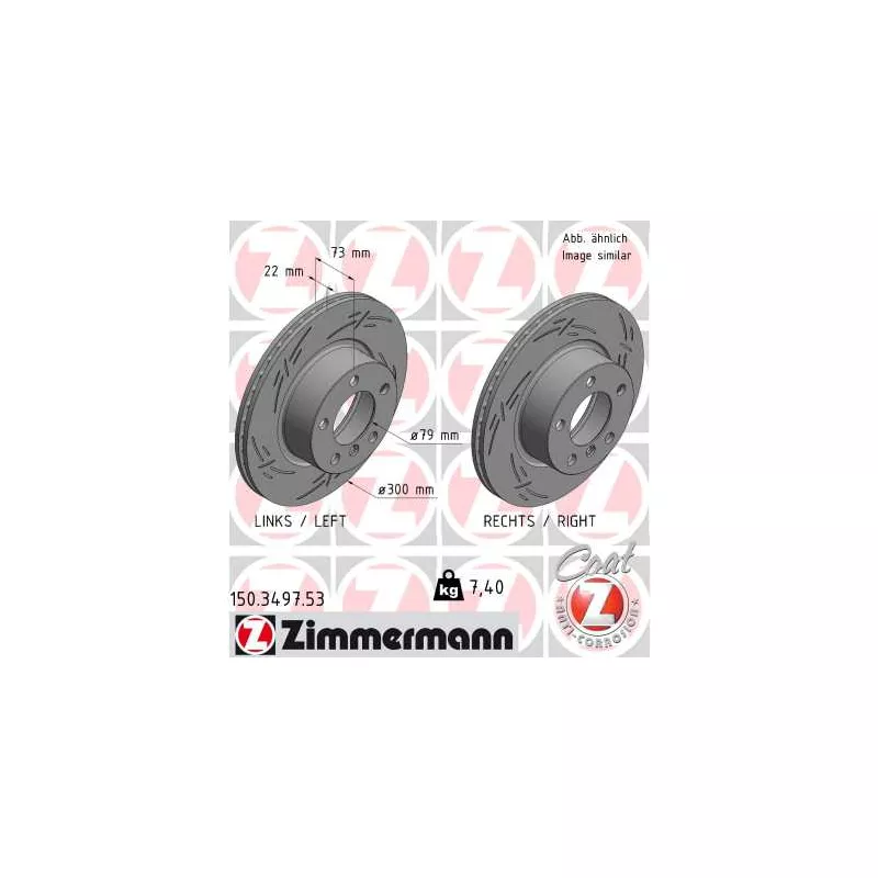 Jeu de 2 disques de frein avant ZIMMERMANN 150.3497.53