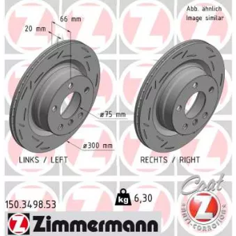 Jeu de 2 disques de frein arrière ZIMMERMANN 150.3498.53
