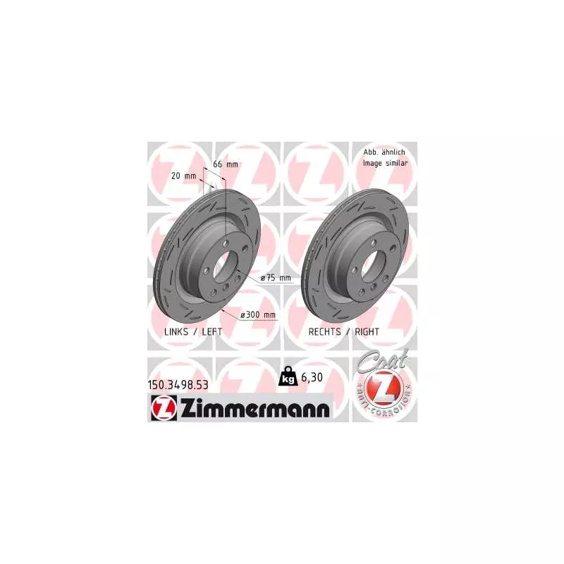 Jeu de 2 disques de frein arrière ZIMMERMANN 150.3498.53