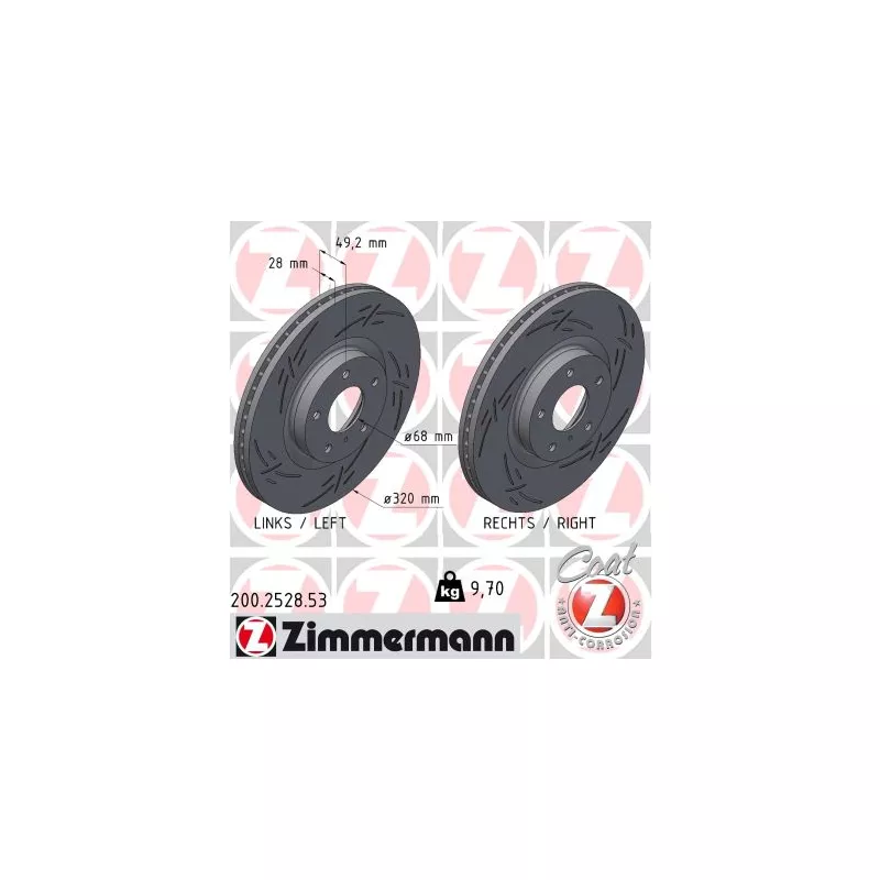 Jeu de 2 disques de frein avant ZIMMERMANN 200.2528.53