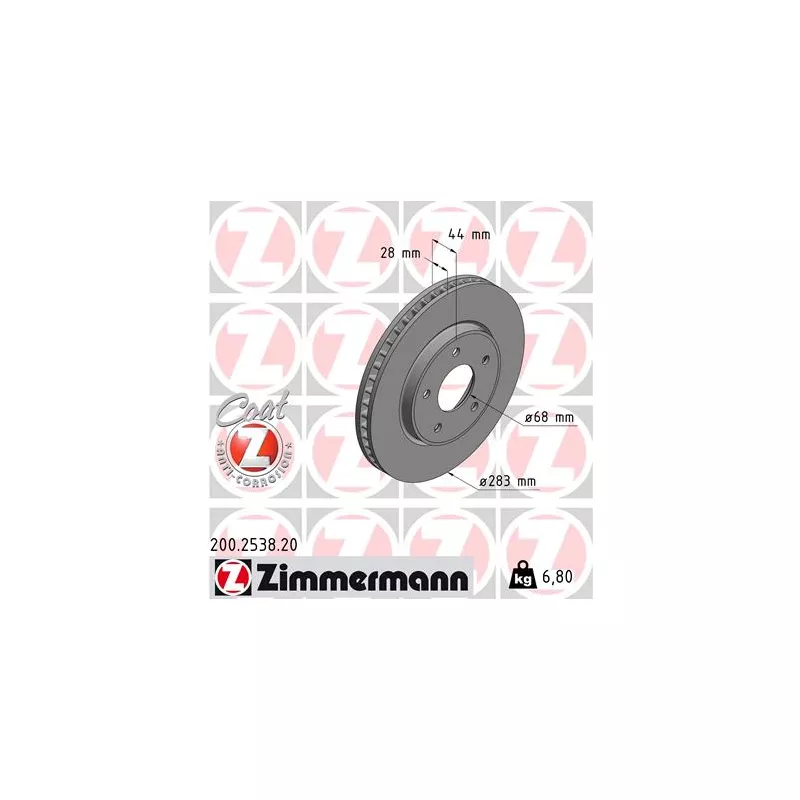 Jeu de 2 disques de frein avant ZIMMERMANN 200.2538.20