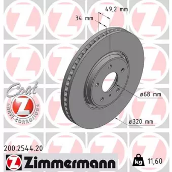Jeu de 2 disques de frein avant ZIMMERMANN 200.2544.20