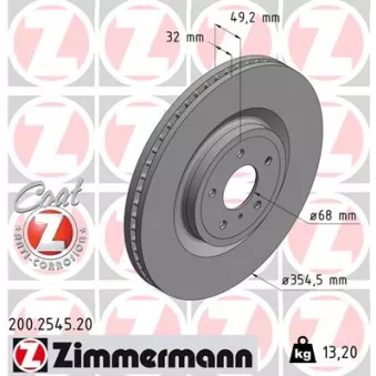 Jeu de 2 disques de frein avant ZIMMERMANN 200.2545.20