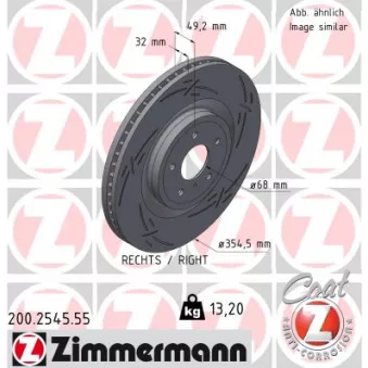 Disque de frein arrière droit ZIMMERMANN 200.2545.55