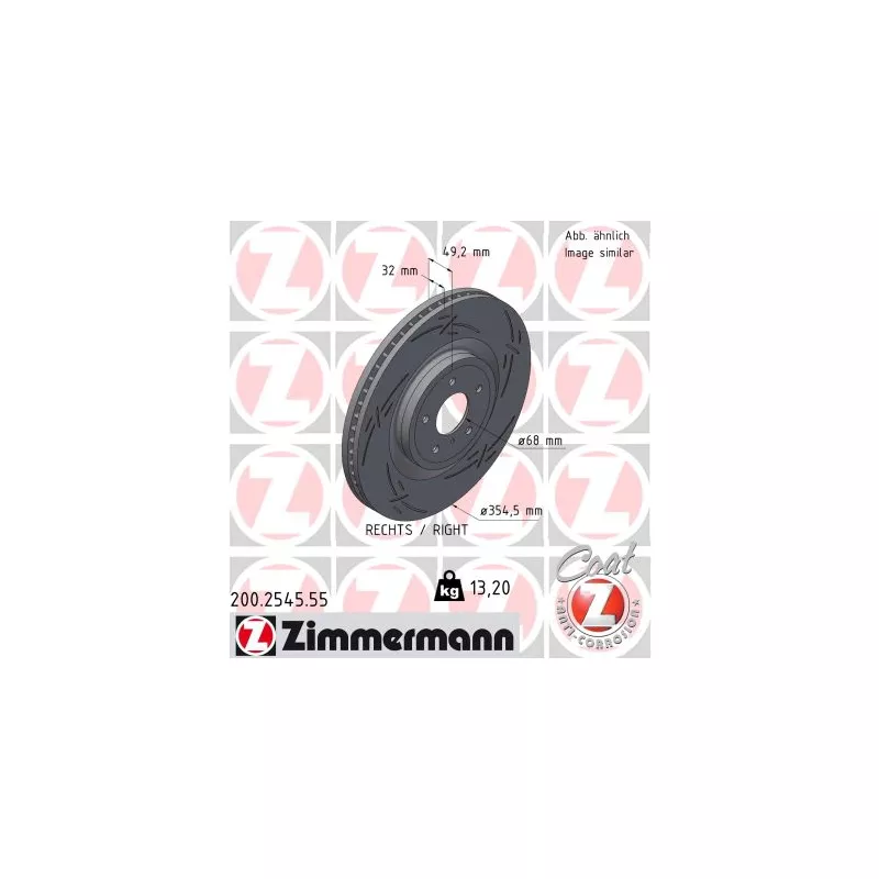 Disque de frein arrière droit ZIMMERMANN 200.2545.55