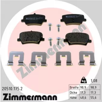 Jeu de 4 plaquettes de frein arrière ZIMMERMANN 20510.175.2