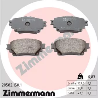 Jeu de 4 plaquettes de frein arrière ZIMMERMANN 20582.150.1
