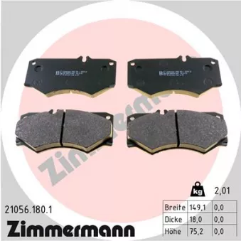 Jeu de 4 plaquettes de frein avant ZIMMERMANN 21056.180.1