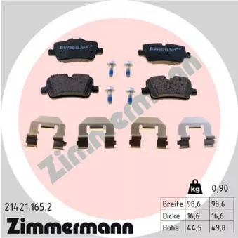 Jeu de 4 plaquettes de frein arrière ZIMMERMANN 21421.165.2
