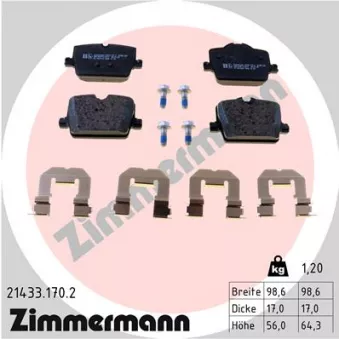 Jeu de 4 plaquettes de frein arrière ZIMMERMANN 21433.170.2