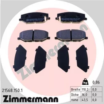Jeu de 4 plaquettes de frein avant ZIMMERMANN 21568.150.1