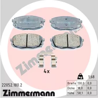 Jeu de 4 plaquettes de frein avant ZIMMERMANN 22052.180.2