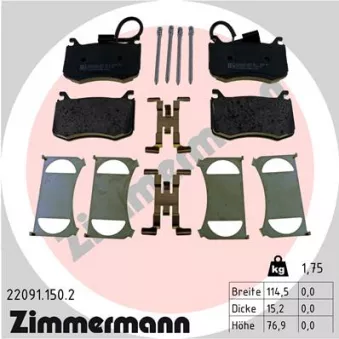 Jeu de 4 plaquettes de frein avant ZIMMERMANN 22091.150.2