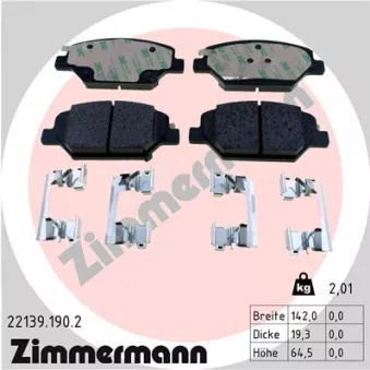 Jeu de 4 plaquettes de frein avant ZIMMERMANN 22139.190.2