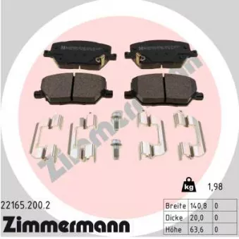 Jeu de 4 plaquettes de frein avant ZIMMERMANN 22165.200.2
