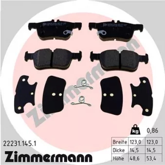 Jeu de 4 plaquettes de frein arrière ZIMMERMANN 22231.145.1