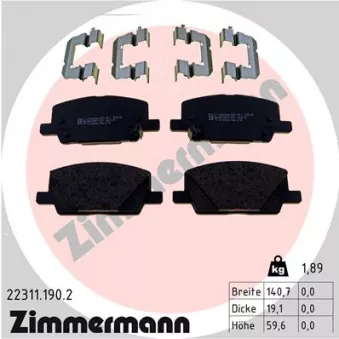 Jeu de 4 plaquettes de frein avant ZIMMERMANN 22311.190.2