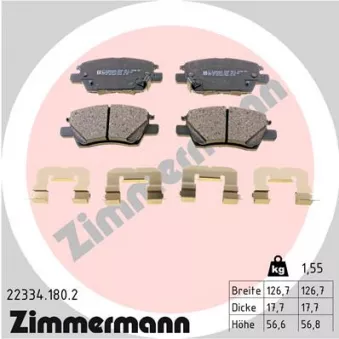 Jeu de 4 plaquettes de frein avant ZIMMERMANN 22334.180.2
