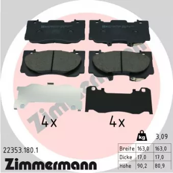 Jeu de 4 plaquettes de frein avant ZIMMERMANN 22353.180.1