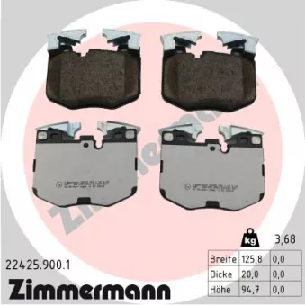 Jeu de 4 plaquettes de frein avant ZIMMERMANN 22425.900.1