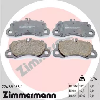 Jeu de 4 plaquettes de frein avant ZIMMERMANN 22469.165.1