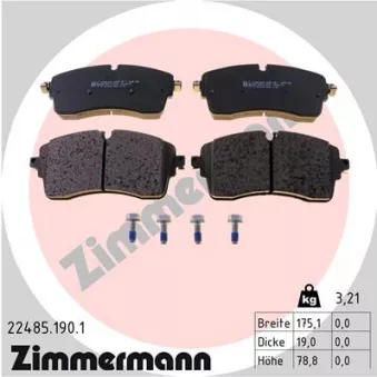 Jeu de 4 plaquettes de frein avant ZIMMERMANN 22485.190.1