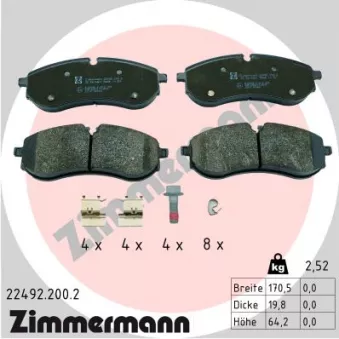 Jeu de 4 plaquettes de frein arrière ZIMMERMANN 22492.200.2