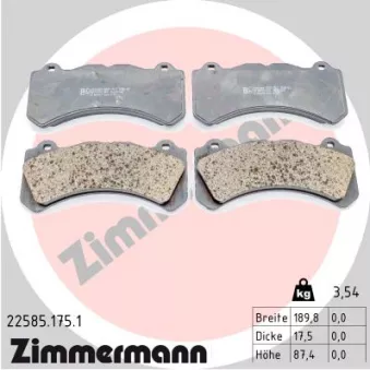 Jeu de 4 plaquettes de frein avant ZIMMERMANN 22585.175.1