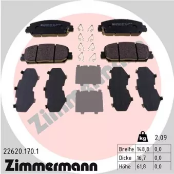 Jeu de 4 plaquettes de frein avant ZIMMERMANN 22620.170.1