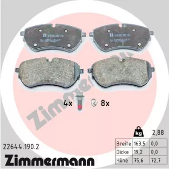 Jeu de 4 plaquettes de frein avant ZIMMERMANN 22644.190.2