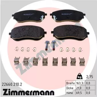 Jeu de 4 plaquettes de frein avant ZIMMERMANN 22660.210.2