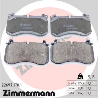 Jeu de 4 plaquettes de frein avant ZIMMERMANN 22697.170.1