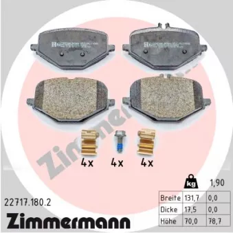 Jeu de 4 plaquettes de frein arrière ZIMMERMANN