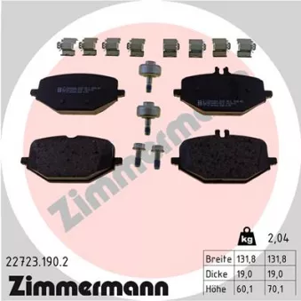 Jeu de 4 plaquettes de frein arrière ZIMMERMANN 22723.190.2