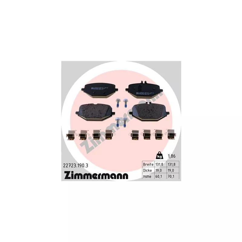 Jeu de 4 plaquettes de frein arrière ZIMMERMANN 22723.190.3