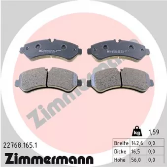 Jeu de 4 plaquettes de frein avant ZIMMERMANN 22768.165.1