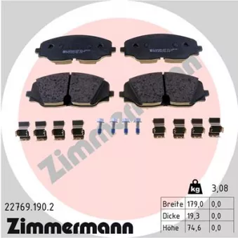 Jeu de 4 plaquettes de frein avant ZIMMERMANN 22769.190.2