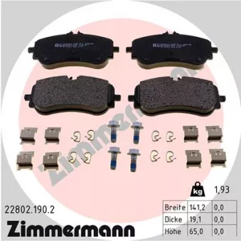 Jeu de 4 plaquettes de frein arrière ZIMMERMANN 22802.190.2