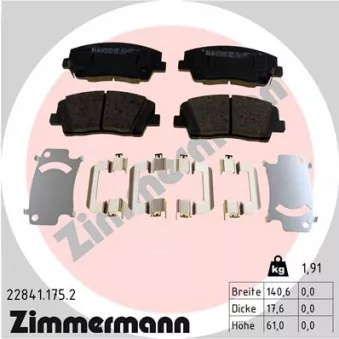 Jeu de 4 plaquettes de frein avant ZIMMERMANN 22841.175.2