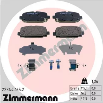 Jeu de 4 plaquettes de frein arrière ZIMMERMANN 22844.165.2