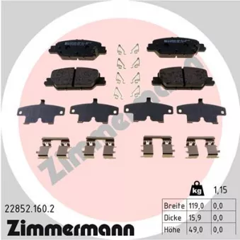Jeu de 4 plaquettes de frein arrière ZIMMERMANN 22852.160.2