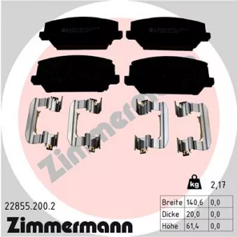 Jeu de 4 plaquettes de frein avant ZIMMERMANN 22855.200.2