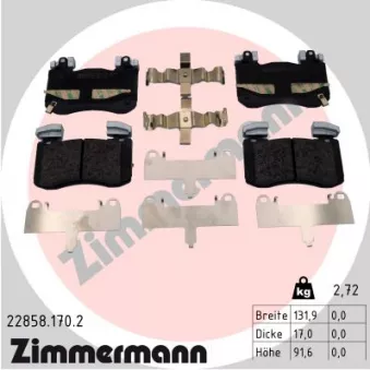Jeu de 4 plaquettes de frein avant ZIMMERMANN 22858.170.2