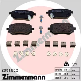 Jeu de 4 plaquettes de frein arrière ZIMMERMANN 22861.180.2