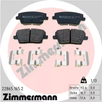 Jeu de 4 plaquettes de frein arrière ZIMMERMANN 22865.165.2